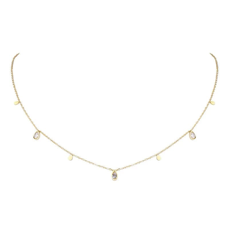 Vandfast Snake Halskæde Med Klare Zirkonia Sten - Forgyldt (40+4cm) - Uniq Perler - 113362