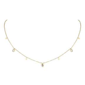 Water-resistant Snake Necklace With Clear Zircon Stones - Gold-plated (40+4cm) - Uniq Perler - 113362