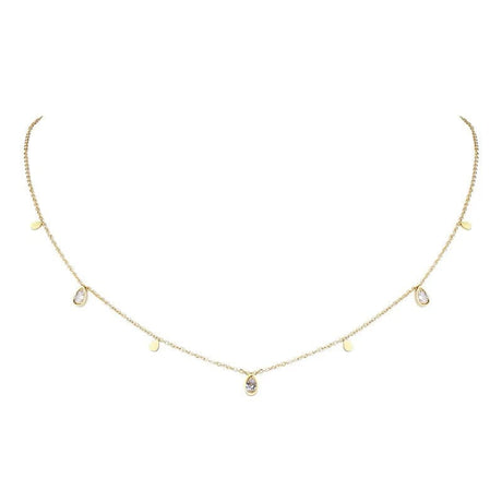 Vandfast Snake Halskæde Med Klare Zirkonia Sten - Forgyldt (40+4cm) - Uniq Perler - 113362