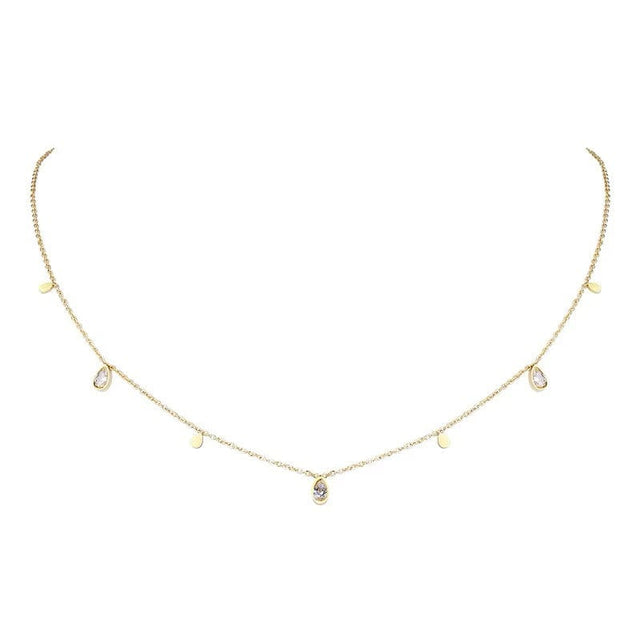 Vandfast Snake Halskæde Med Klare Zirkonia Sten - Forgyldt (40+4cm) - Uniq Perler - 113362