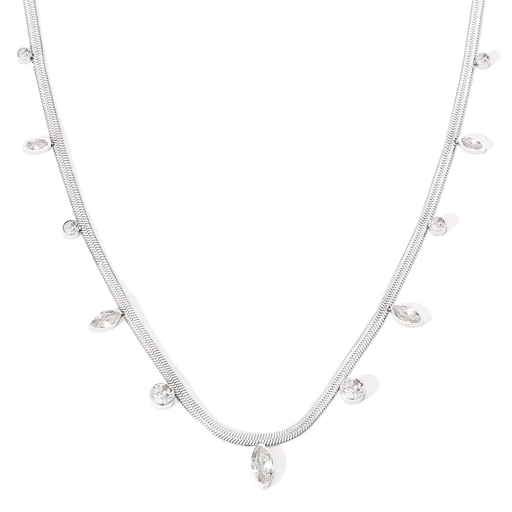Vandfast Snake Halskæde Med Klare Zirkonia Sten – Stål (40+5cm) - Uniq Perler - 35678