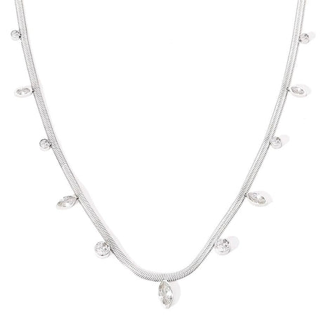 Vandfast Snake Halskæde Med Klare Zirkonia Sten – Stål (40+5cm) - Uniq Perler - 35678