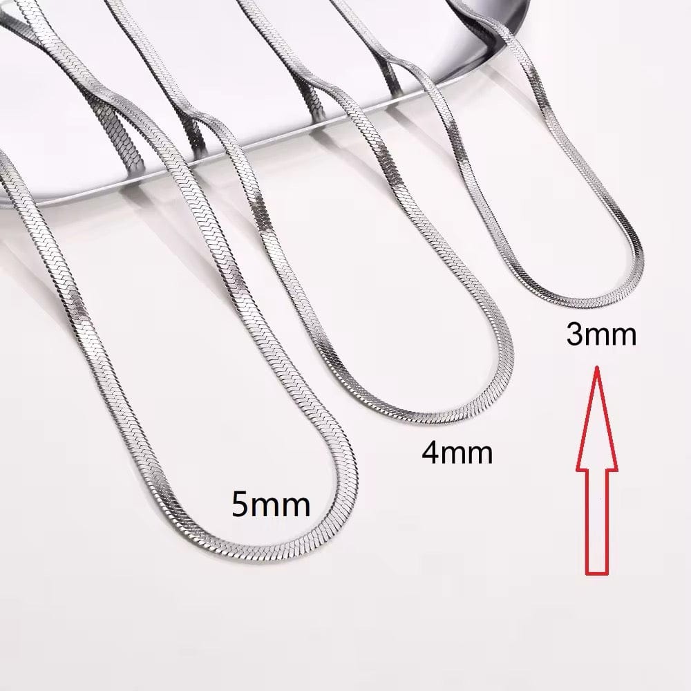 Vandfast Snake Halskæde – Stål (45+5cm, 3mm Bred) - Uniq Perler - 12155531