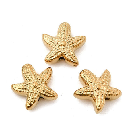 Vandfast Søstjerne Perle – 18K Forgyldt Stål (10x10x4mm) 2 stk - Uniq Perler - 118965