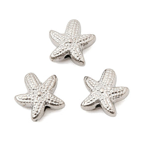 Vandfast Søstjerne Perle – Rustfrit Stål (10x10x4mm) 2 stk - Uniq Perler - 118966