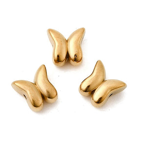 Vandfast Sommerfugl Perle– 18K Forgyldt Stål (8x8x4.8mm) 2 stk - Uniq Perler - 118967