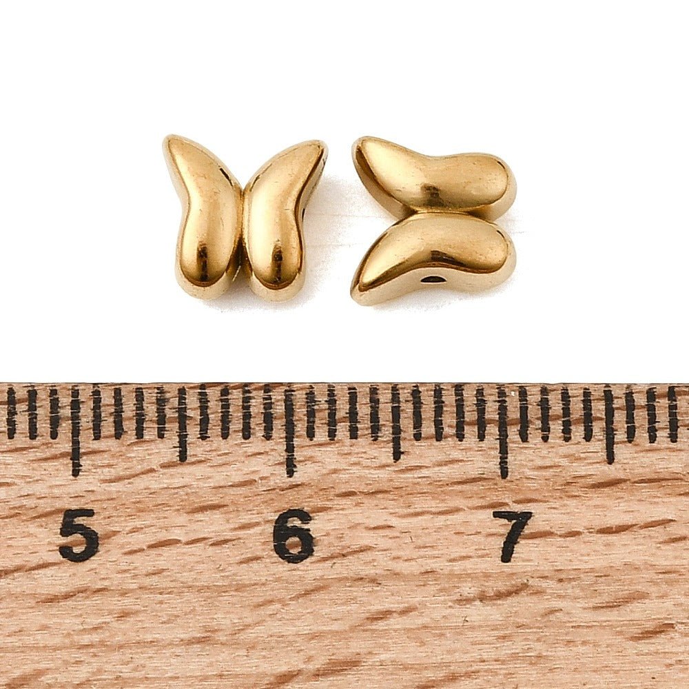 Vandfast Sommerfugl Perle– 18K Forgyldt Stål (8x8x4.8mm) 2 stk - Uniq Perler - 118967