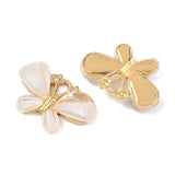 Vandfast Sommerfugl Vedhæng med Resin – 18K Forgyldt Stål, Hvid (20x13mm) - Uniq Perler - 