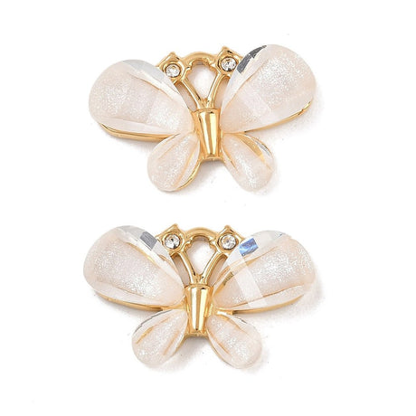Vandfast Sommerfugl Vedhæng med Resin – 18K Forgyldt Stål, Hvid (20x13mm) - Uniq Perler - 
