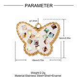 Vandfast Sommerfugl Vedhæng Med Shell – 18K Forgyldt Stål, Hvid (18x14mm) - Uniq Perler - 118928