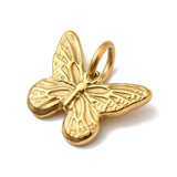 Vandfast Sommerfugle Vedhæng - 18K Forgyldt Stål (15,5x11,5mm) - Uniq Perler - 115743