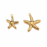 Vandfast Søstjerne Vedhæng - 18K Forgyldt Stål (15mm) - Uniq Perler - 536348