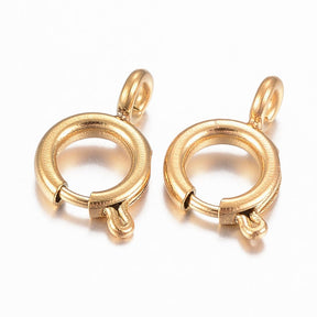 Water-resistant Spring Ring Clasp – Gold-plated Steel (12x8mm) - Uniq Perler - 113508