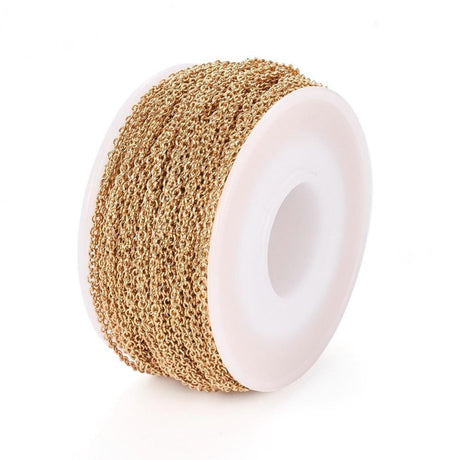 Vandfast Stål Ankerkæde, Forgyldt, (2x1,5x0,4mm) - Uniq Perler - 419847