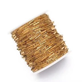 Water-resistant Steel Chain, Gold-plated, 1.5x0.4mm - Uniq Perler - 752982