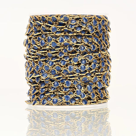 Vandfast Stål Kæde – Hjerteled med Blå Emalje (6mm, 1 Meter) - Uniq Perler - 