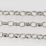 Vandfast Stål Kæde – Ovale Led med Diamant Mønster (7mm, 1 Meter) - Uniq Perler - 