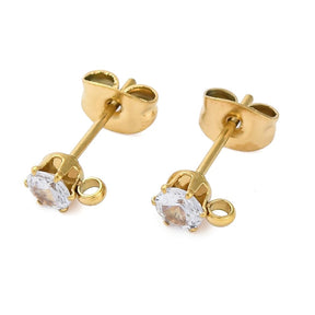 Water-resistant steel Ear stud with Zirconia – (4mm) - Uniq Perler - 116044