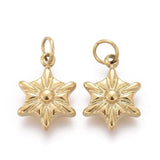 Vandfast Stål vedhæng– Snefnug med Øsken, Guld (10x7mm, 1 stk) - Uniq Perler - 116182