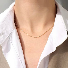Water-resistant "Star" Necklace - 18K Gold-plated Steel (40+5cm) - Uniq Perler - 114042