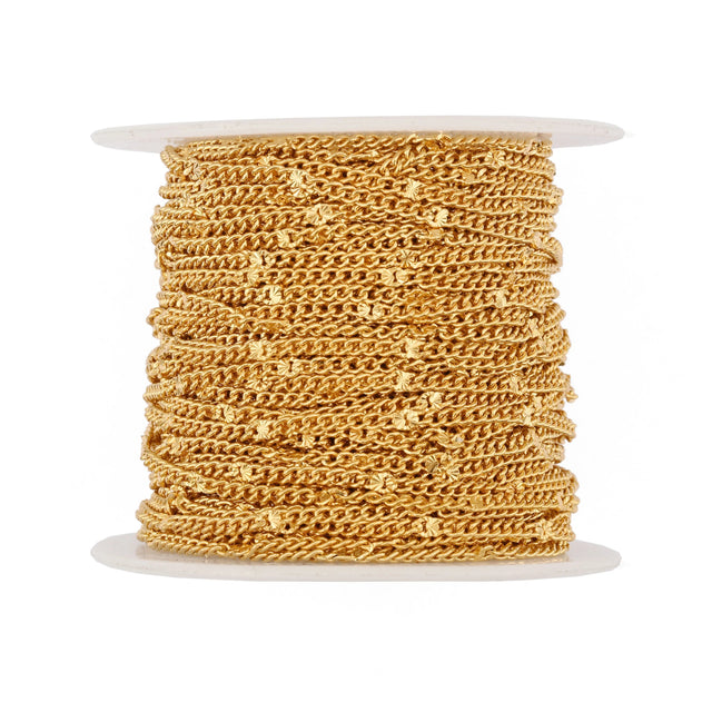 Vandfast "Star" Kæde, Forgyldt Stål, (1,4x2,0mm) - Uniq Perler - 112337