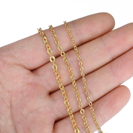 Vandfast "Star Link" Kæde, Forgyldt Stål, (2,1mm, 1m) - Uniq Perler - 112335