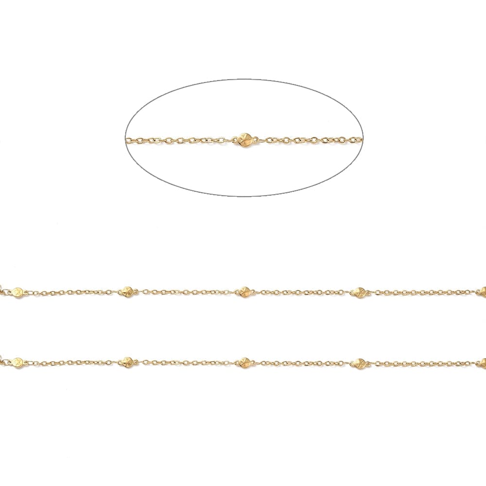 Vandfast Star Link Kæde, Forgyldt Stål, (2,8x2x0,5mm) - Uniq Perler - 1111489928