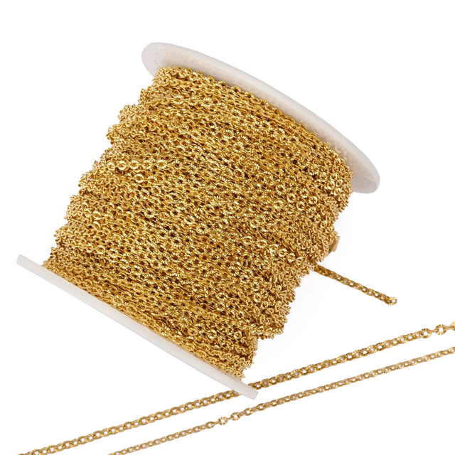 Vandfast Star Link Kæde, Forgyldt Stål, (3,5mm, 1m) - Uniq Perler - 875677