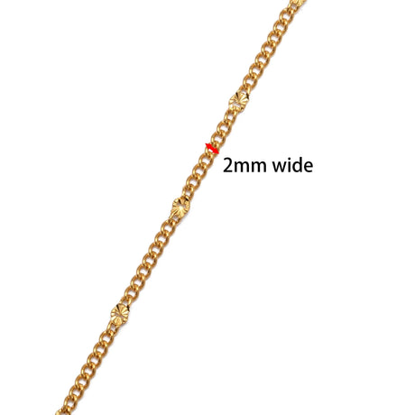 Vandfast Star panser Kæde, Forgyldt Stål, (2mm, 1m) - Uniq Perler - 