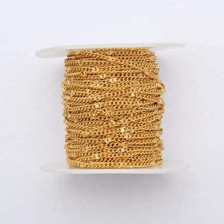 Vandfast Star panser Kæde, Forgyldt Stål, (2mm, 1m) - Uniq Perler - 