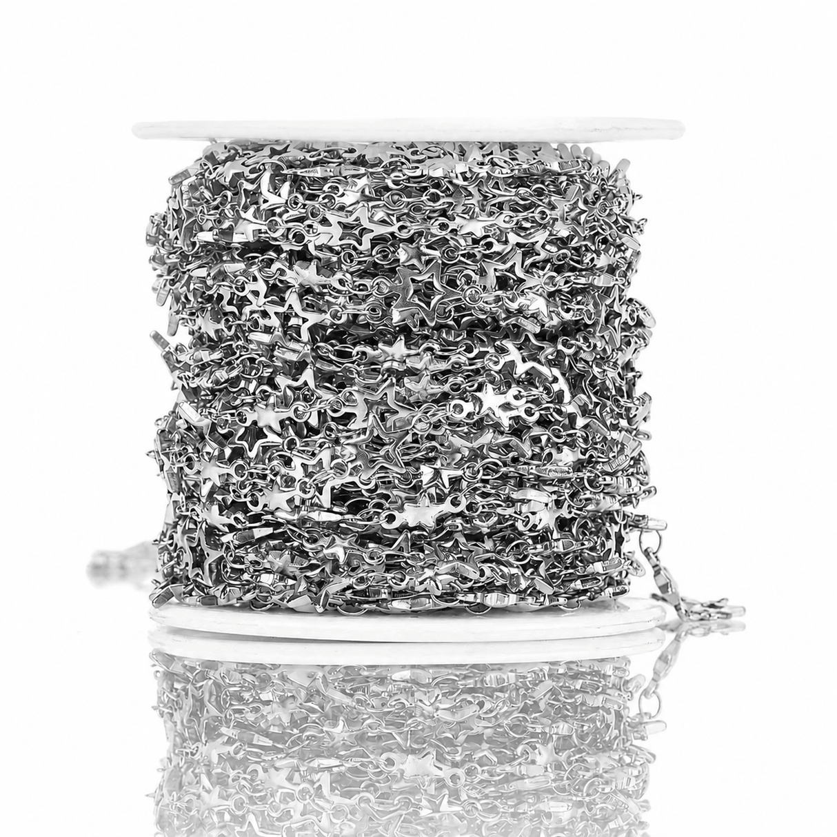 Vandfast "Stjerne Link" Kæde, Stål, (7,5mm, 1m) - Uniq Perler - 125279