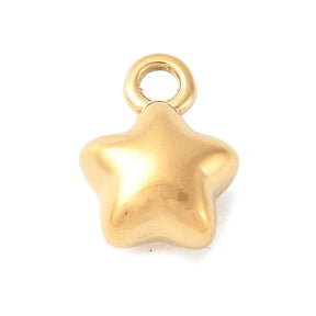 Wasserdichter Stern Anhänger – 14K Vergoldet Stahl (7x5mm, 2 Stk.) - Uniq Perler - 114795