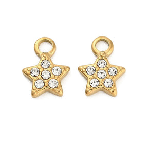 Water-resistant Star Pendant, 18K Gold-plated Steel, 11x8mm - Uniq Perler - 114576