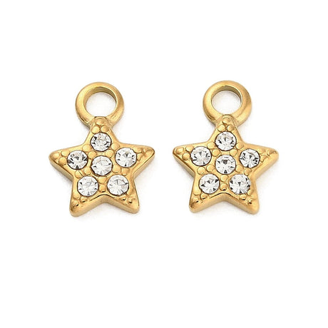 Vandfast Stjerne Vedhæng, 18K Forgyldt Stål, 11x8mm - Uniq Perler - 114576