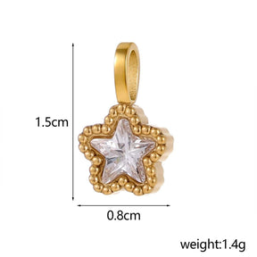 Wasserdichter Stern Anhänger, 18K Vergoldet Stahl, 15mm - Uniq Perler - 114062