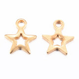 Vandfast Stjerne Vedhæng, 18K Forgyldt Stål, 8,5x7mm - Uniq Perler - 113526