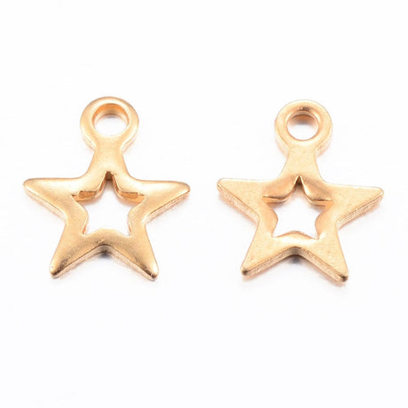 Vandfast Stjerne Vedhæng, 18K Forgyldt Stål, 8,5x7mm - Uniq Perler - 113526