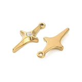 Vandfast Stjerne Vedhæng Med Rhinsten Sten, 18K Forgyldt Stål, 25x11,5mm - Uniq Perler - 898804