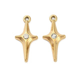 Vandfast Stjerne Vedhæng Med Rhinsten Sten, 18K Forgyldt Stål, 25x11,5mm - Uniq Perler - 898804