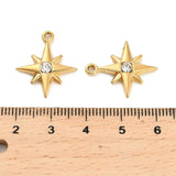 Vandfast Stjerne Vedhæng Med Zirkonia Sten, 18K Forgyldt Stål, 21x17mm - Uniq Perler - 824141