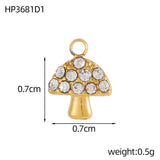 Vandfast Svamp Vedhæng Med Zirkonia – 14K Forgyldt Stål (7x7mm) - Uniq Perler - 118912