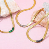 Vandfast Tennis Halskæde Med Klare Zirkonia Sten - 18K Forgyldt Stål (41+5cm) - Uniq Perler - 235797421