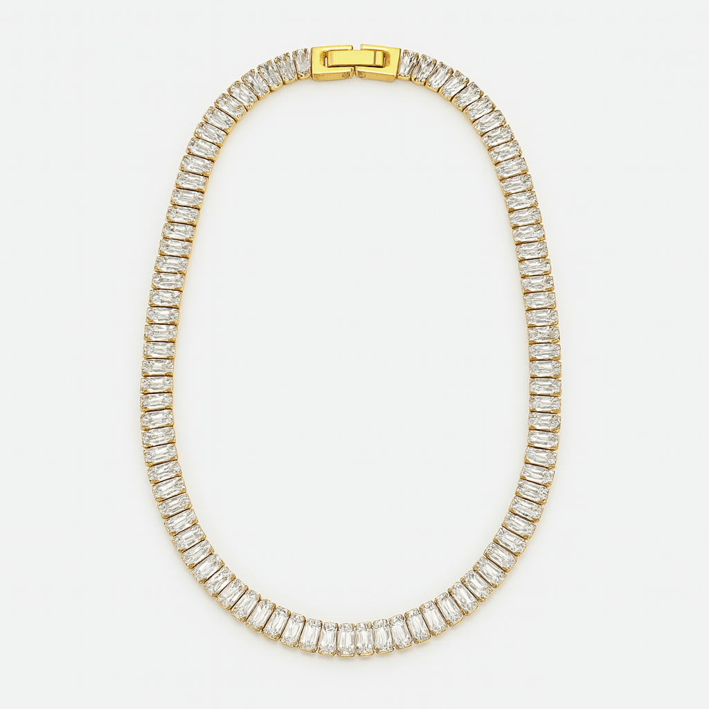 Vandfast Tennis Halskæde Med Klare Zirkonia Sten – 18K Forgyldt Stål (41cm) - Uniq Perler - 1222333