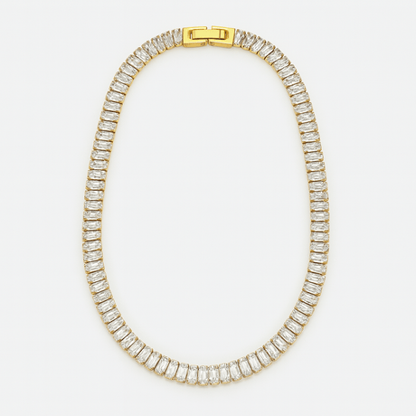 Vandfast Tennis Halskæde Med Klare Zirkonia Sten – 18K Forgyldt Stål (41cm) - Uniq Perler - 1222333