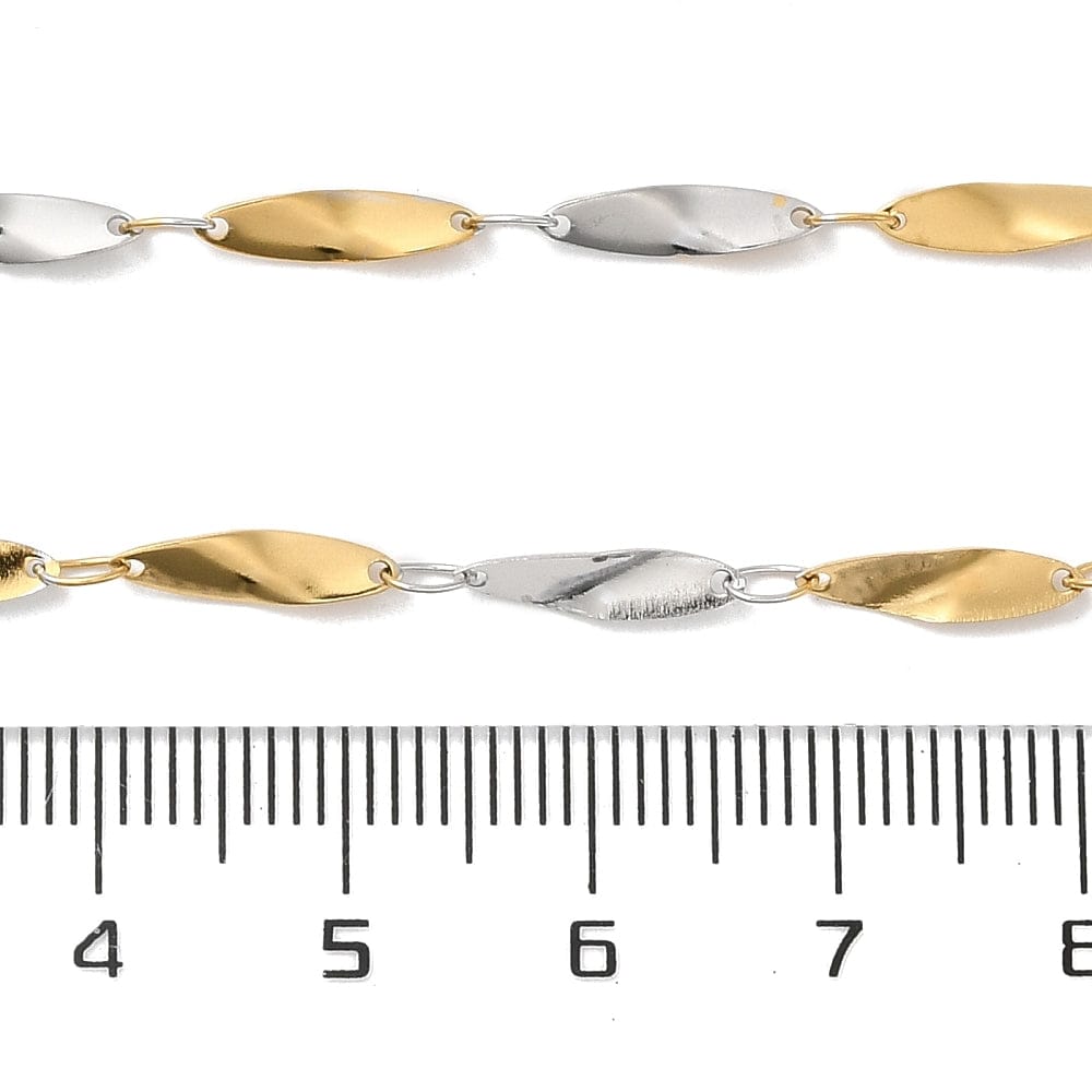 Vandfast To - Farvet Stål Kæde, 3x12mm - Uniq Perler - 113803