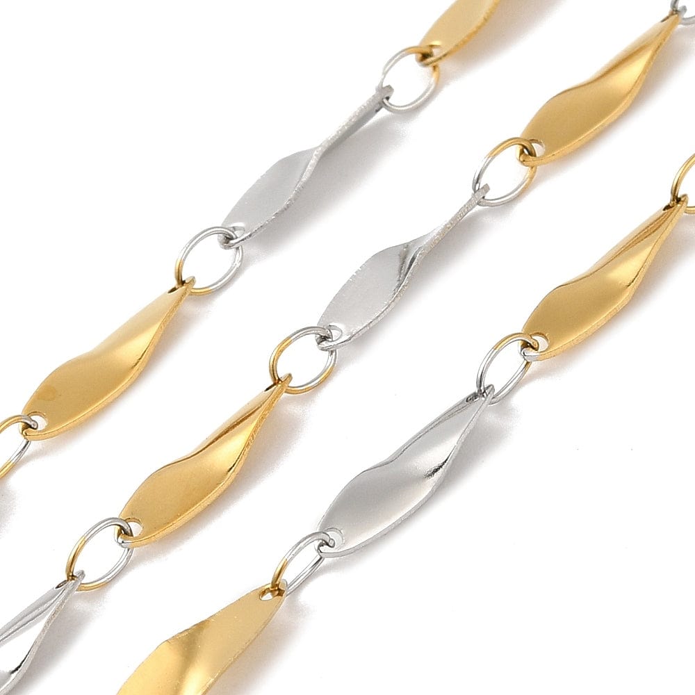 Vandfast To - Farvet Stål Kæde, 3x12mm - Uniq Perler - 113803