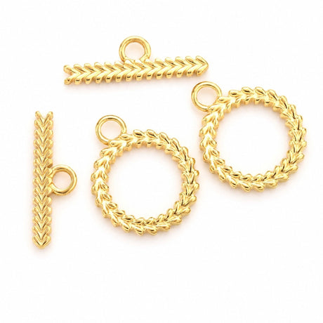 Vandfast Toggle Lås - Forgyldt Stål (15x18,4x20mm) - Uniq Perler - 112168