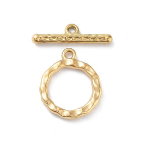 Water-resistant Toggle Clasp, Gold-plated Steel,(19x16 mm) - Uniq Perler - 113524