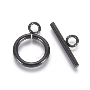 Wasserdichter Toggle Verschluss – Schwarz, Ring mit Stab (19x14mm / 20x7mm) - Uniq Perler - 