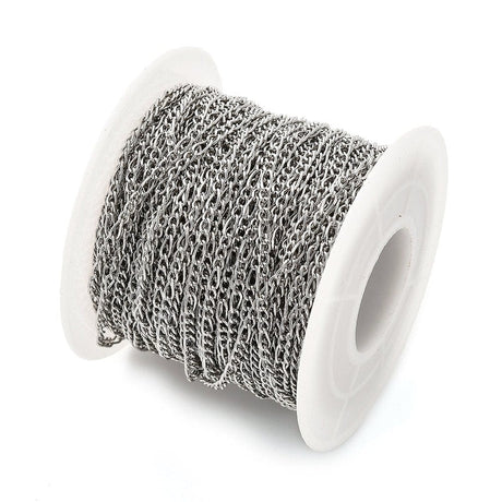 Vandfast Tvistet Kæde, 2x5x1mm, 1m - Uniq Perler - 114321